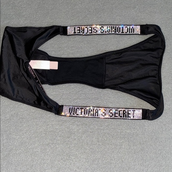 Victoria’s Secret Shine Strap Brazilian Panty VS Bling Panties Rare Black NEW - Picture 3 of 10